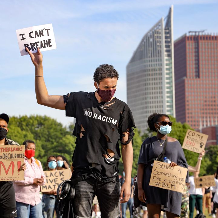 Foto van de eerste Black Lives Matter demonstratie in Den Haag